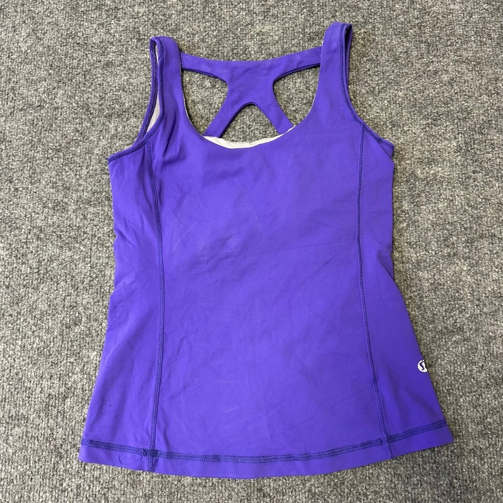 Lululemon Tank Top Womens Size 4 Purple Strappy Racerback Built-in Bra Athletic